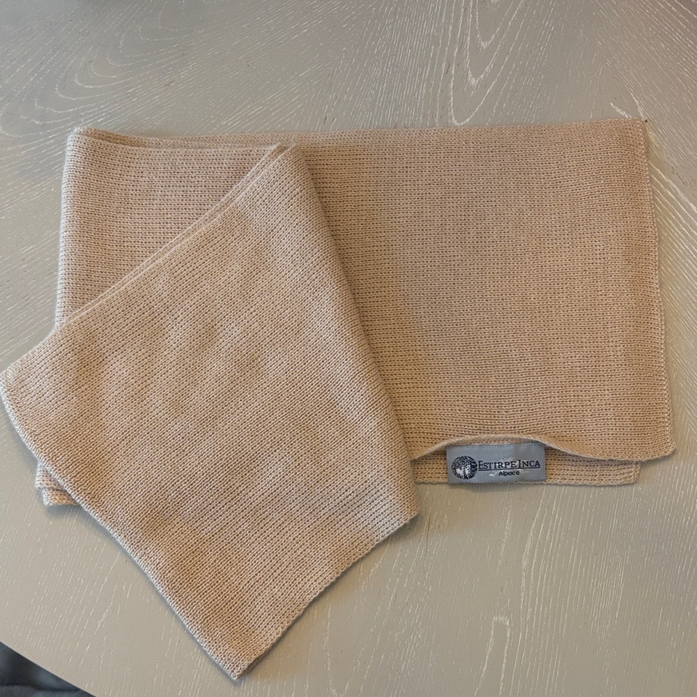 ESTIRPE INCA ALPACA KNITTED LONG SCARF BEIGE